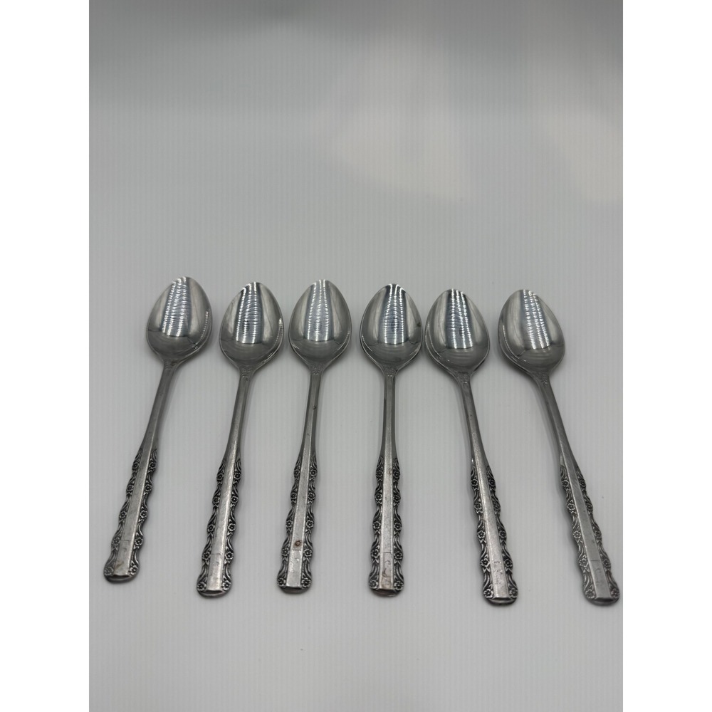 Ekco Eterna Florentine Stainless Steel Teaspoons Set of 6 Floral Scroll HK
